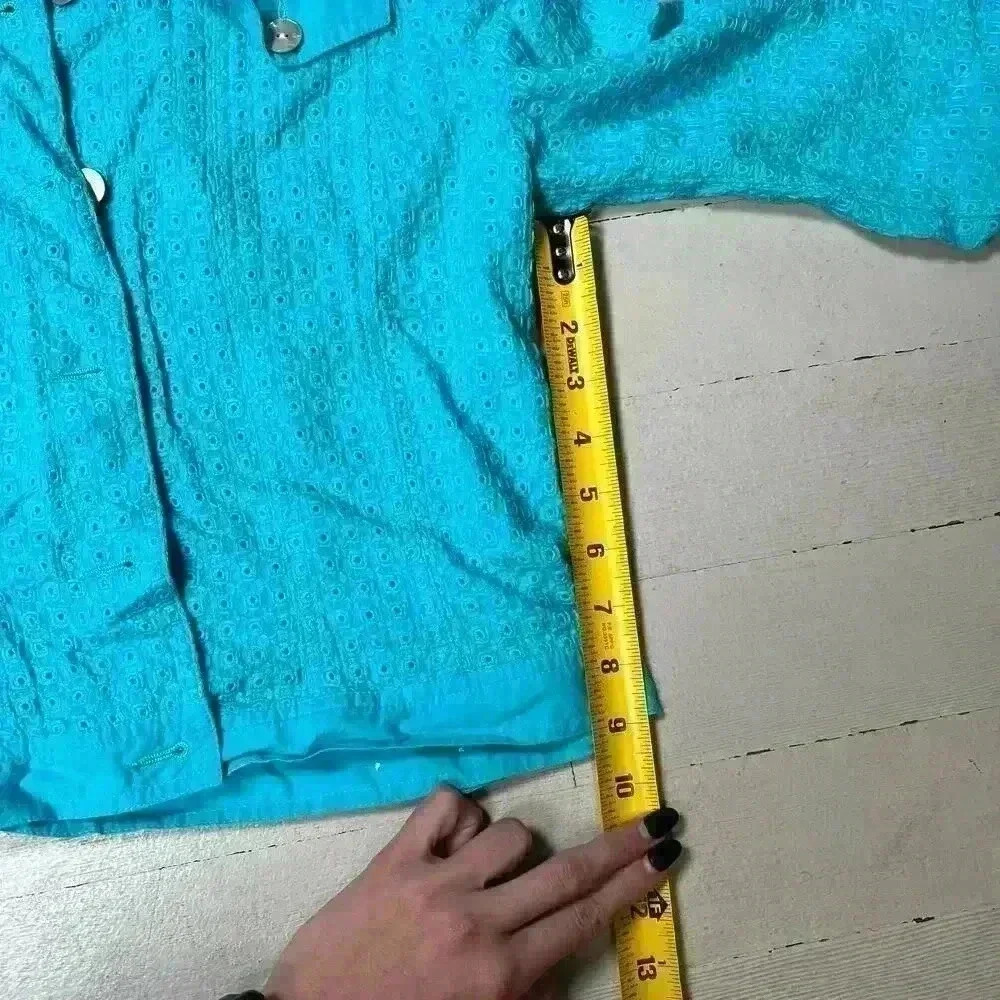 RUBY RD. Turquoise Jacket Size 6 100% Cotton - Picture 5 of 7